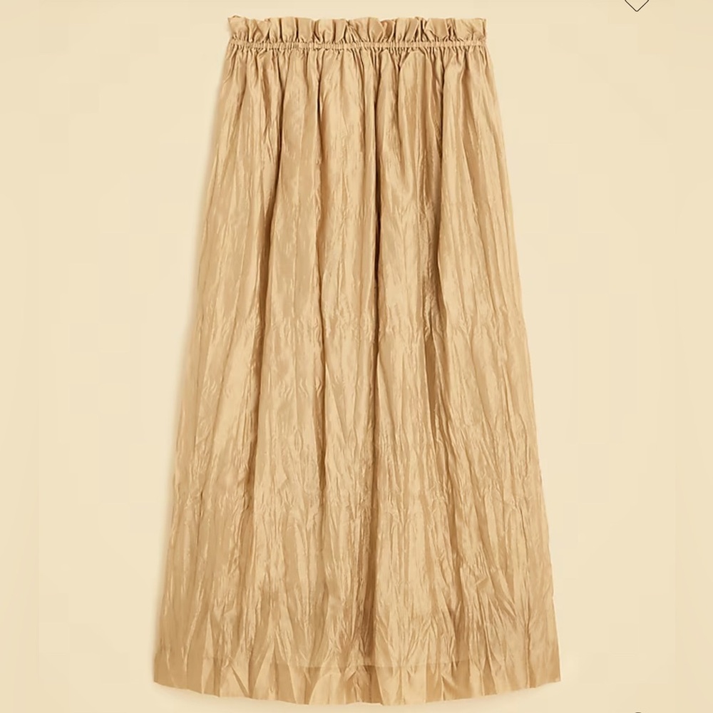 J. Crew camel crinkle Maxi Skirt. Elastic waist. Size Small. NWT. 35”length.